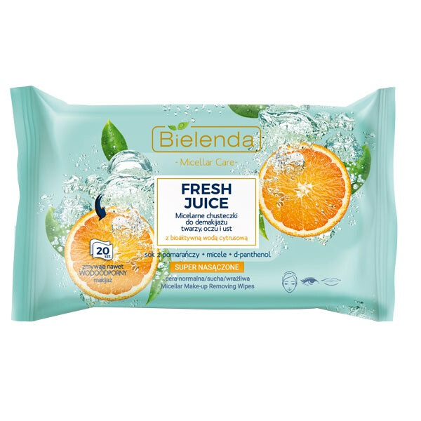 

Bielenda Мицеллярные салфетки для снятия макияжа с лица, глаз и губ Fresh Juice Оранжевый 20 шт.