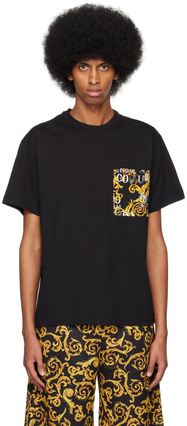 

Черная барочная футболка Versace Jeans Couture, Черный