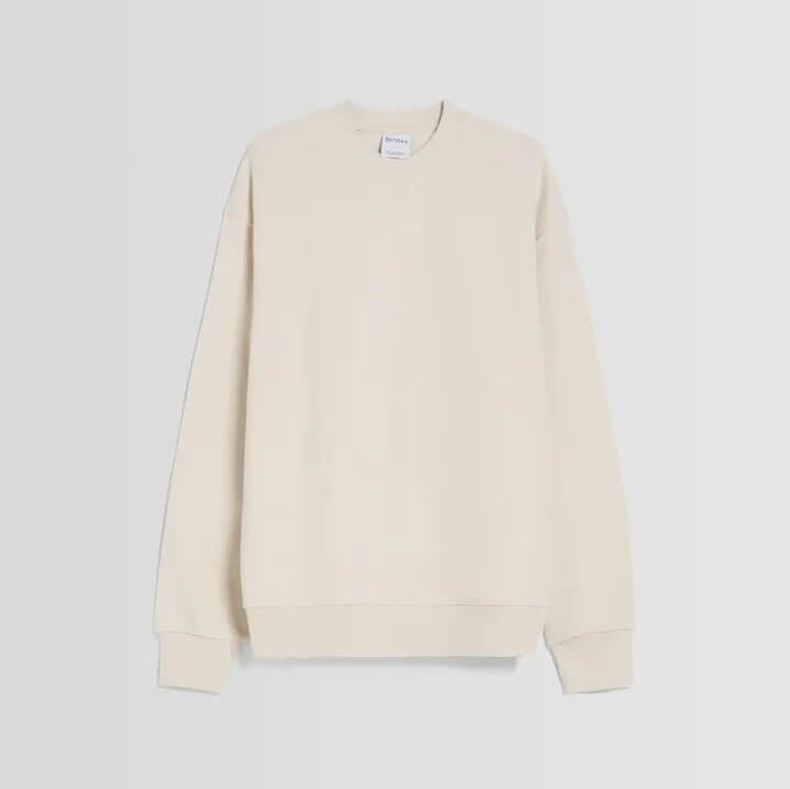

Свитшот Bershka Crew Neck, светло-бежевый