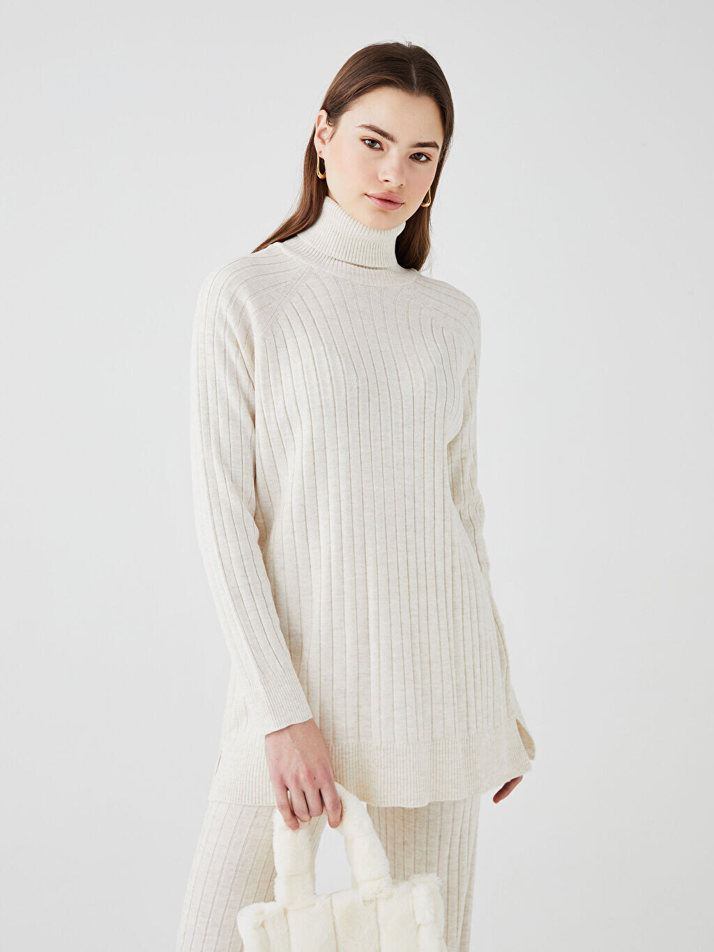 

Водолазка прямая с длинным рукавом Женская трикотажная туника LCW Modest