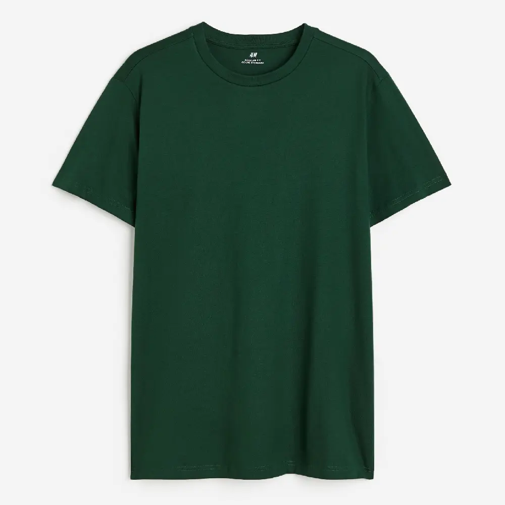 

Футболка H&M Regular Fit Crew-neck, темно-зеленый