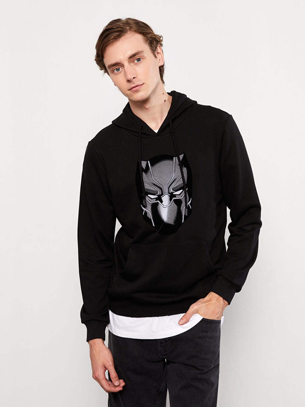 

Толстая мужская толстовка с капюшоном и длинными рукавами с принтом Marvel LCW Casual