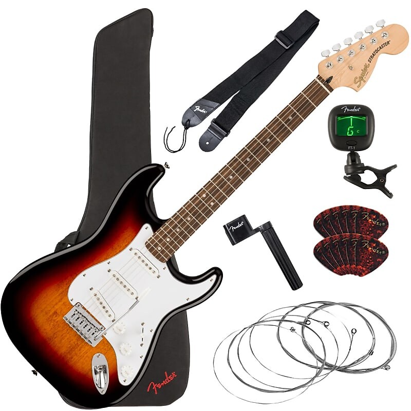 

Squier Affinity Stratocaster - Laurel, 3 цвета Sunburst GUITAR ESSENTIALS BUNDLE
