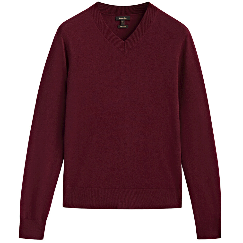 

Свитер Massimo Dutti Wool And Cashmere V-neck, темно-красный