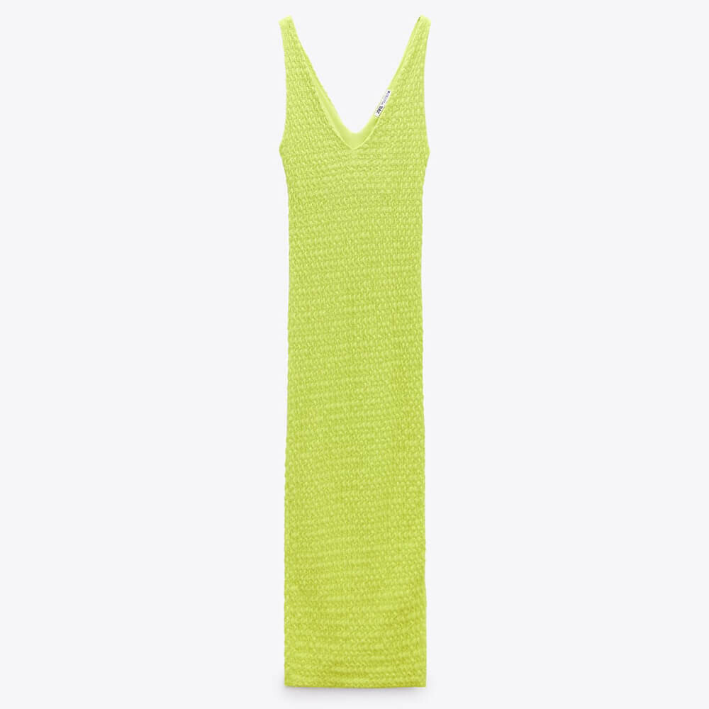 

Платье Zara Textured Midi, лаймовый