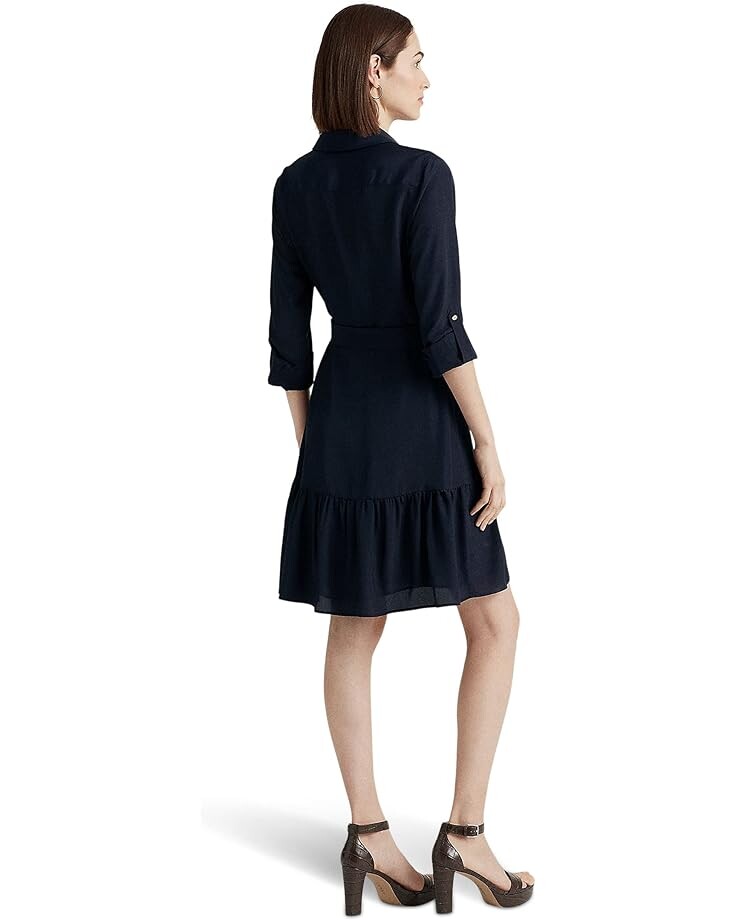 

Платье LAUREN Ralph Lauren Belted Crepe Shirtdress, цвет Lauren Navy
