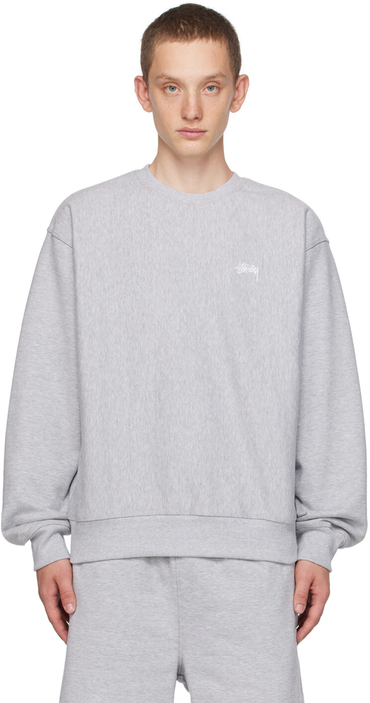 

Серый свитшот с вышивкой Stussy