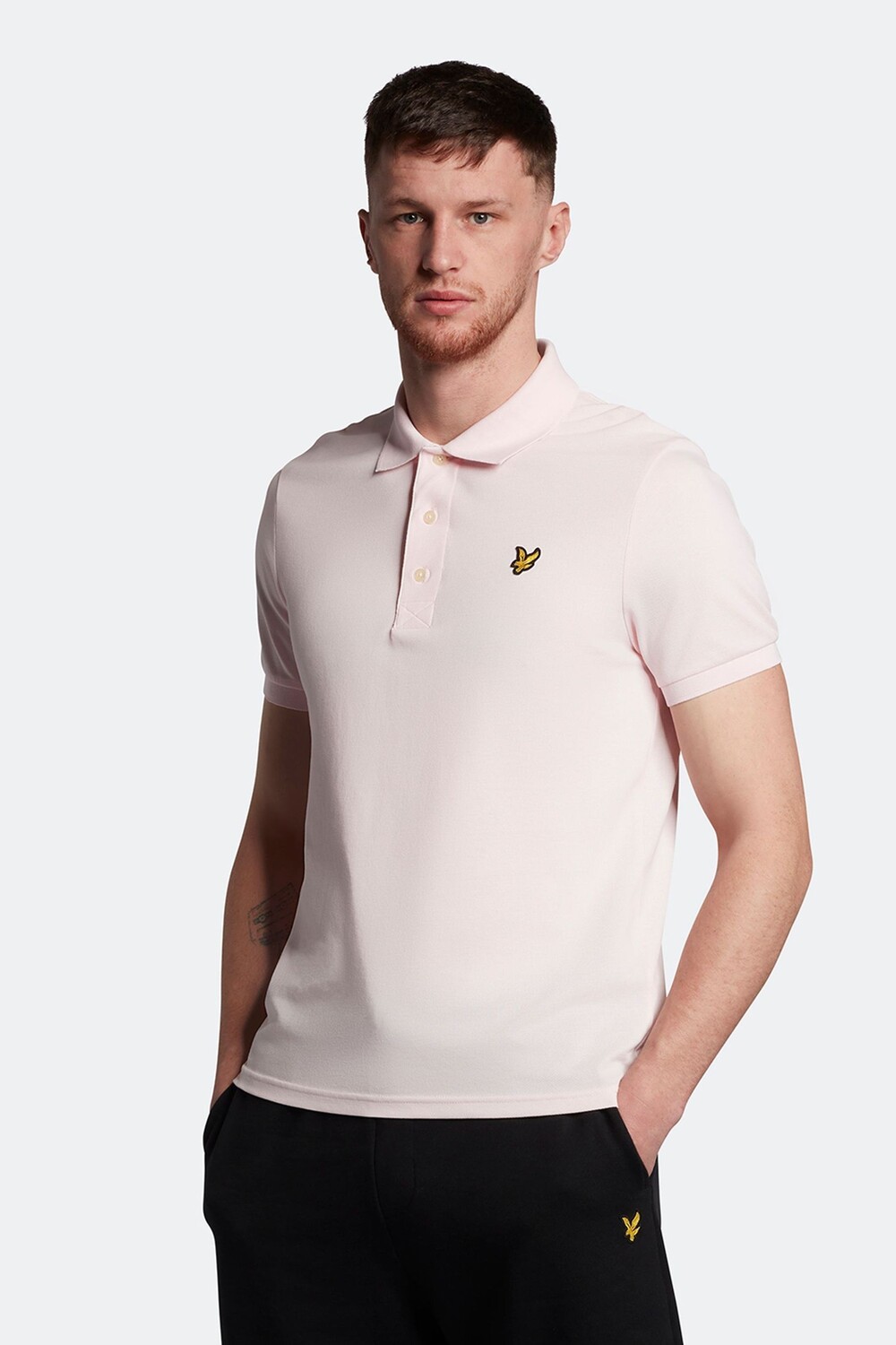 

Розовая однотонная рубашка-поло Lyle & Scott, розовый