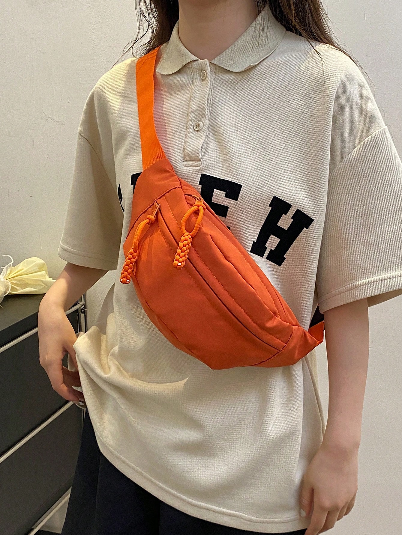 Модная нейлоновая сумка через плечо, апельсин фото