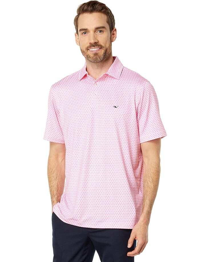 

Поло Vineyard Vines Printed Sankaty, цвет Fleurdeleaf/Pink