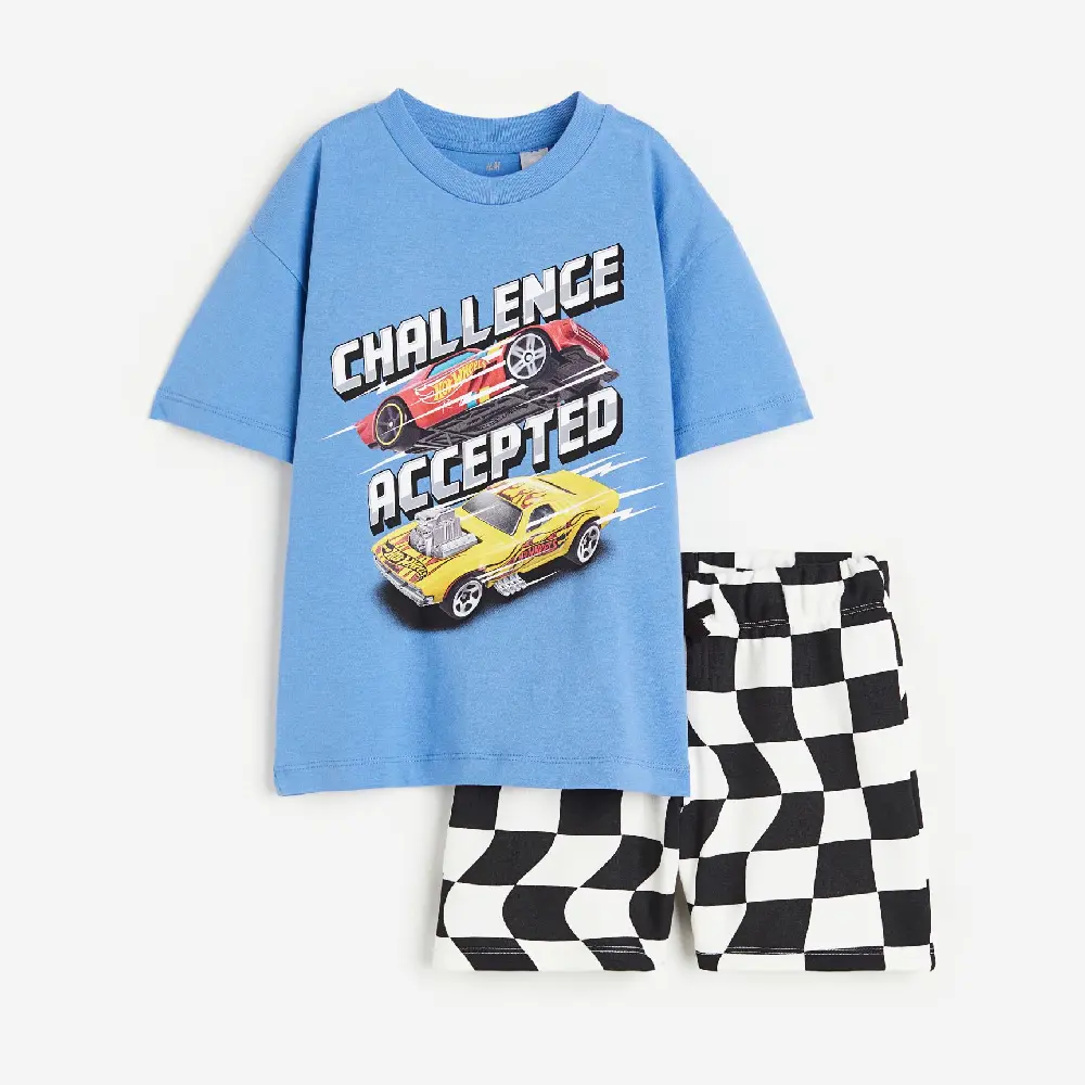 

Комплект, футболка + шорты H&M Kids Printed Hot Wheels, синий