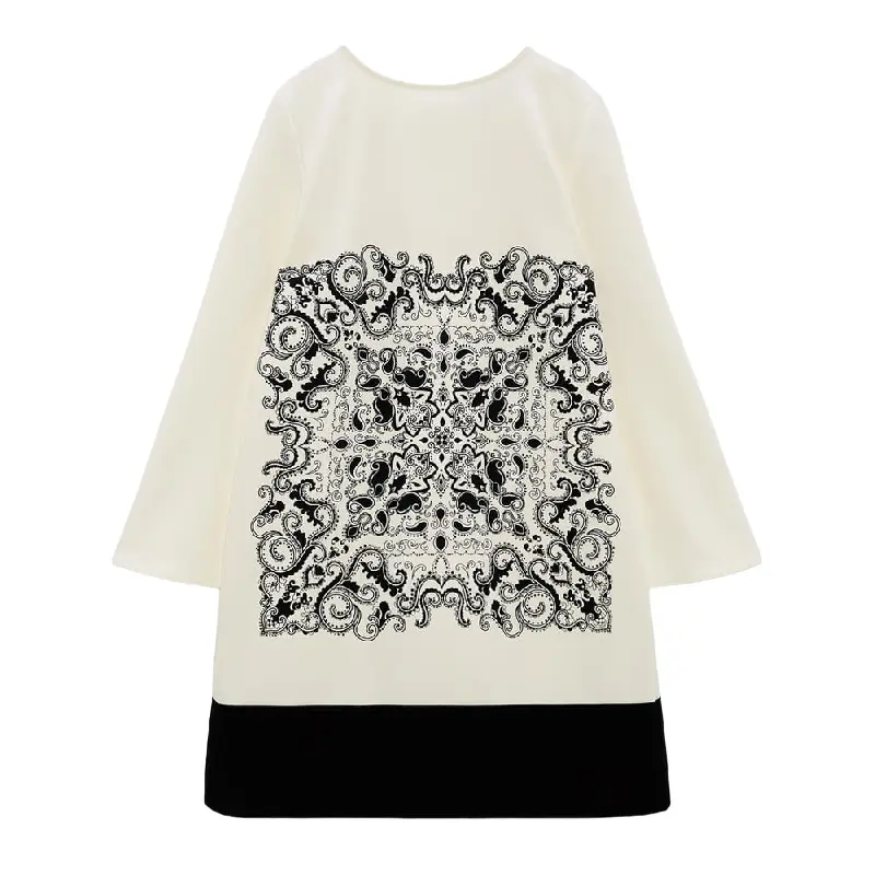 

Платье Zara Short Printed, кремовый/черный