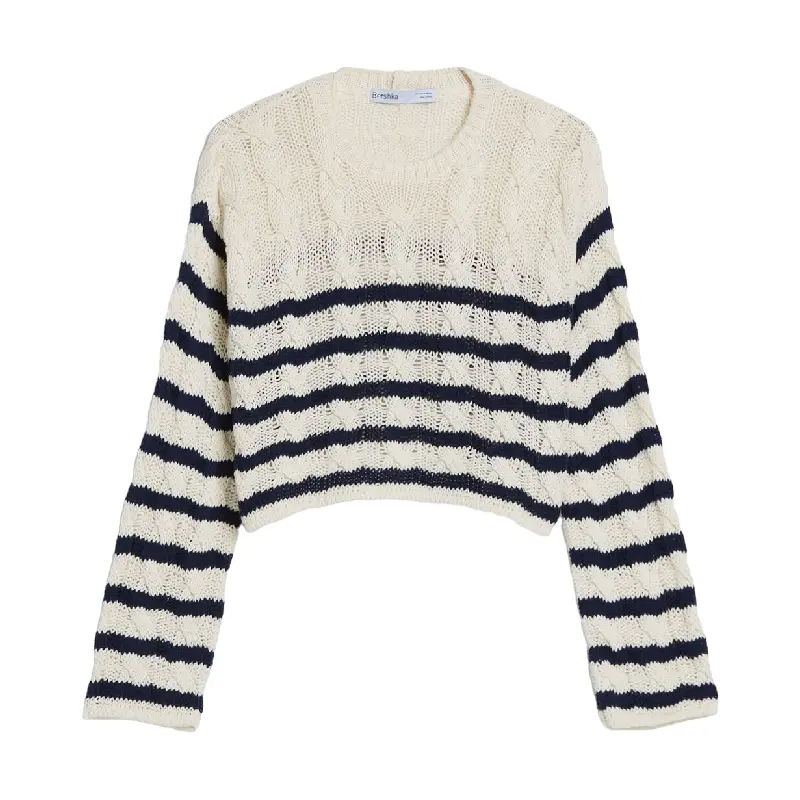 

Свитер Bershka Crew Neck Braided, кремовый