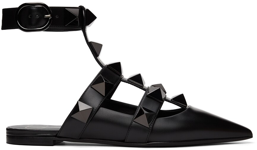 

Черные однотонные римские тапочки с заклепками Valentino Garavani