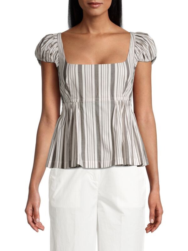

Блузка Rebecca Taylor в стиле ампир с пышными рукавами, grey stripe