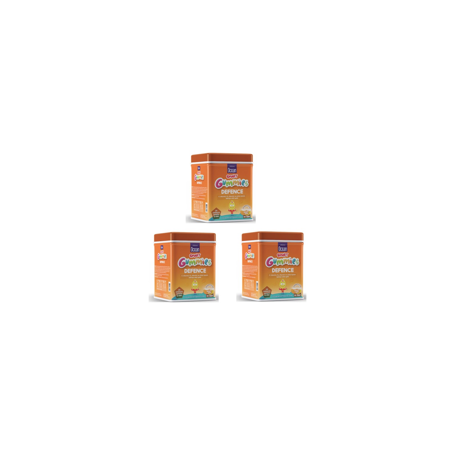 Витамины для детей Orzax Defense Cigneme, 3 упаковки по 64 таблетки flintstones gummies мультивитаминная добавка для детей 150 жевательных конфет