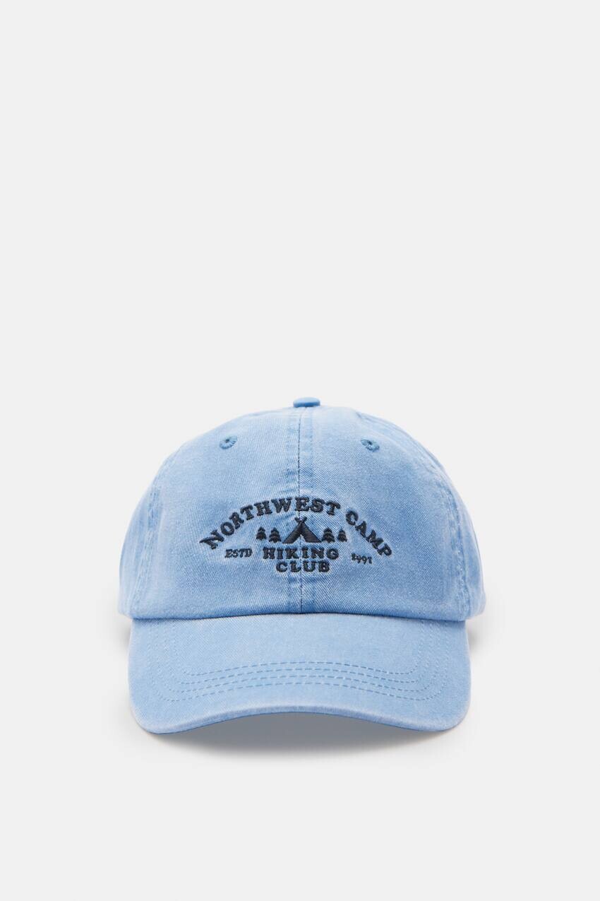 

Выцветшая кепка с синей надписью Pull&Bear, синий