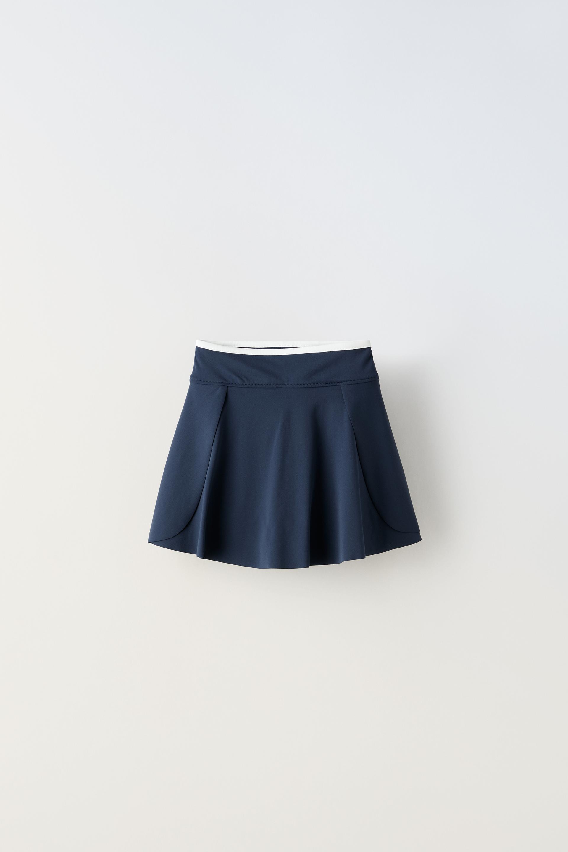 Юбка Zara Pleated Bermuda, темно-синий юбка uniqlo side pleated narrow темно коричневый
