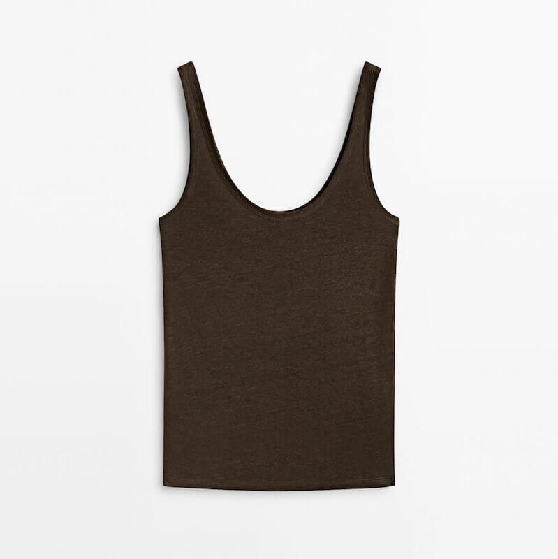 

Майка Massimo Dutti Strappy Linen, коричневый