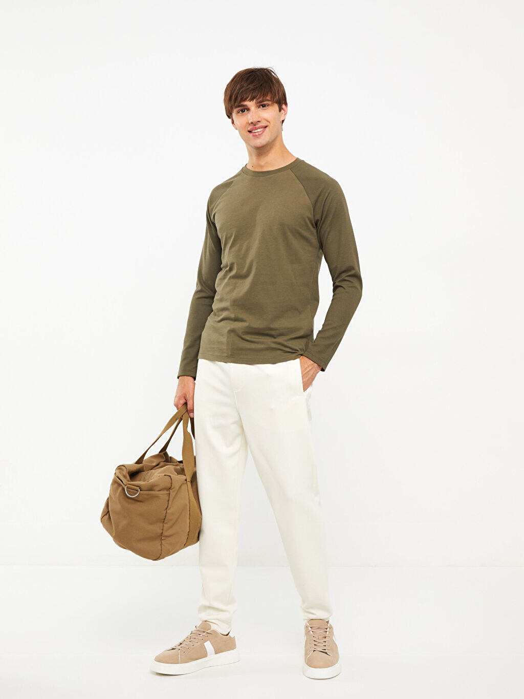 

Мужская футболка с круглым вырезом и длинными рукавами LCW Casual