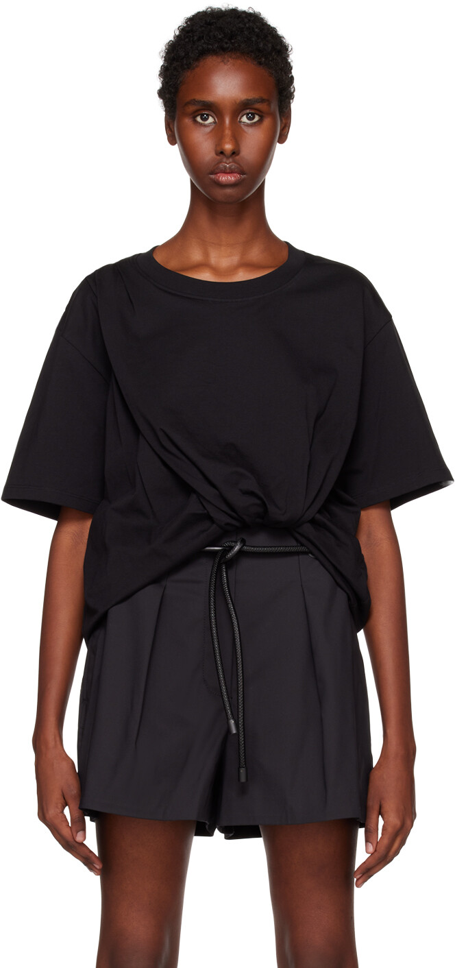 

Черная футболка с драпировкой 3.1 Phillip Lim, Черный