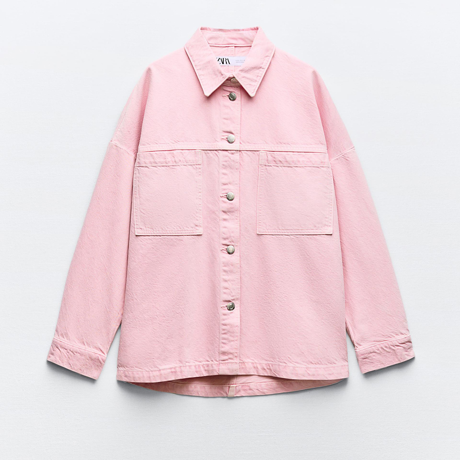 Джинсовая куртка Zara Z1975 With Patch Pockets, розовый рубашка zara satin with patch pockets кремовый