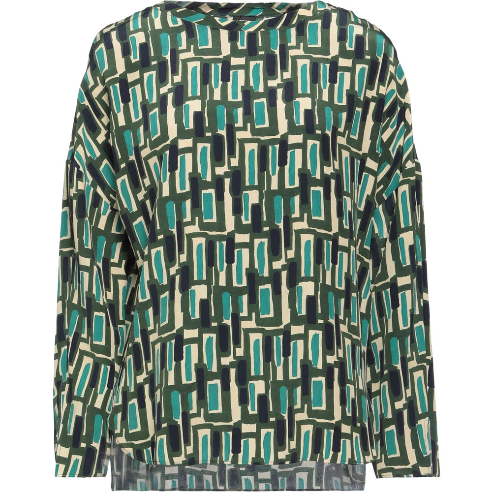 Блузка Aspesi, темно-зеленый элегантная шелковая блузка с принтом женская корейская рубашка с длинным рукавом модные топы новое поступление 2021