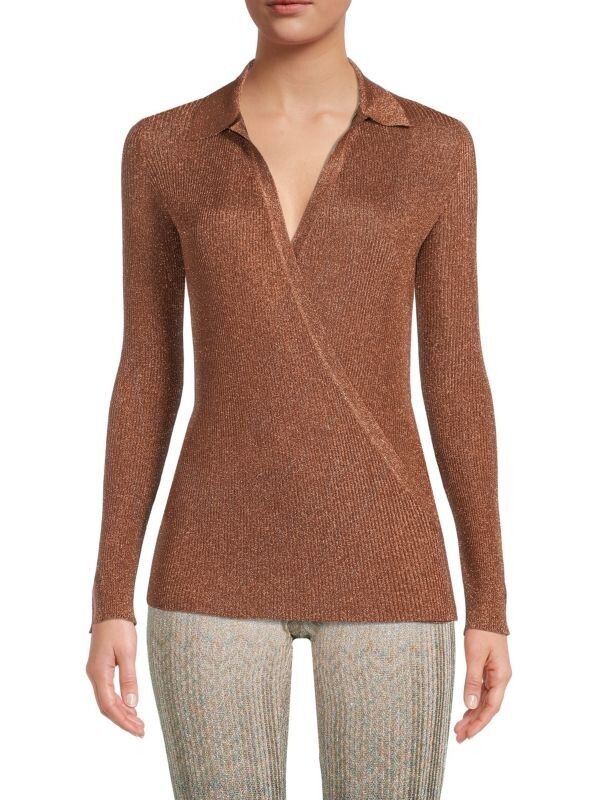 

Топ в Рубчик Missoni с запахом из искусственной ткани, bronze