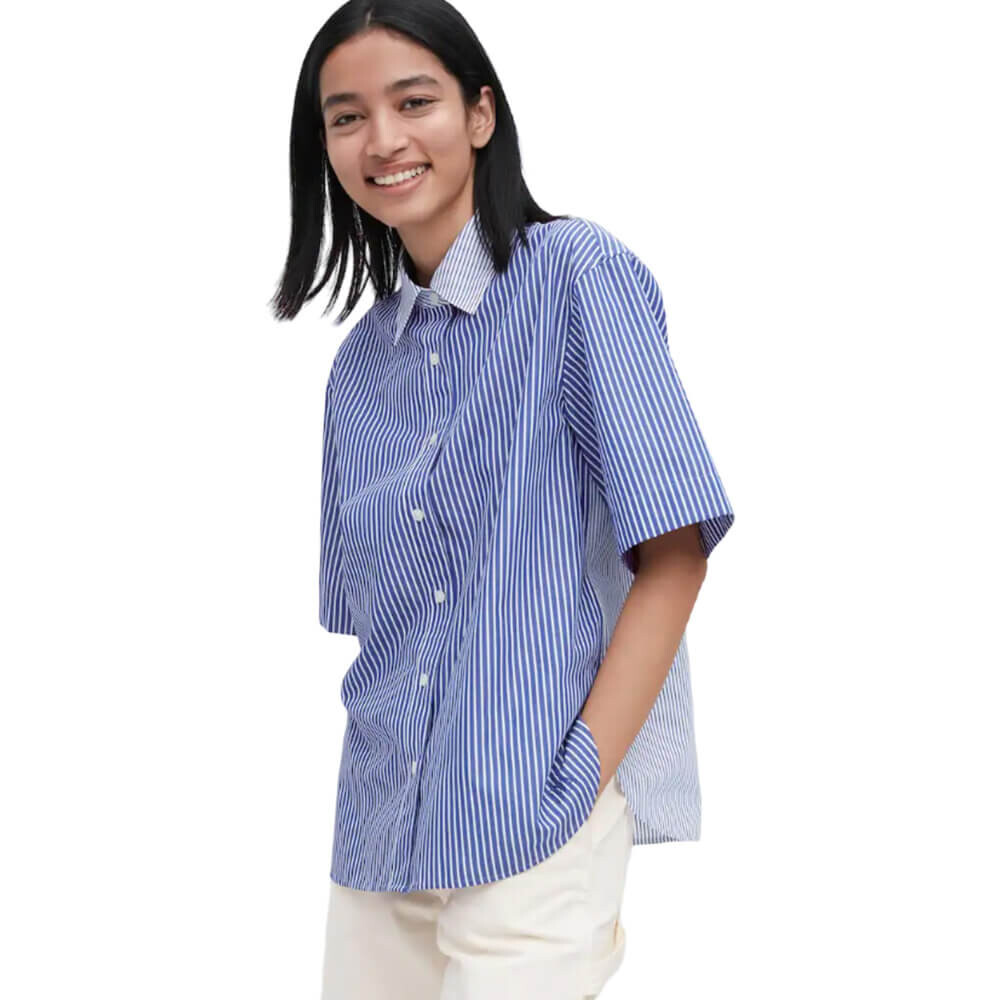 

Рубашка Uniqlo JW Anderson Cotton Relaxed Fit Short Sleeved, голубой