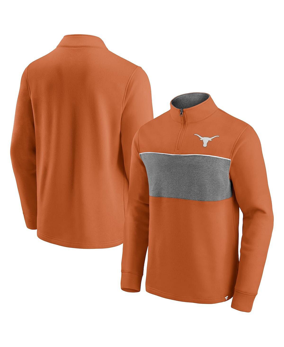 

Мужская фирменная куртка texas orange с меланжевым серым принтом texas longhorns primary logo с молнией на четверть Fanatics, мульти