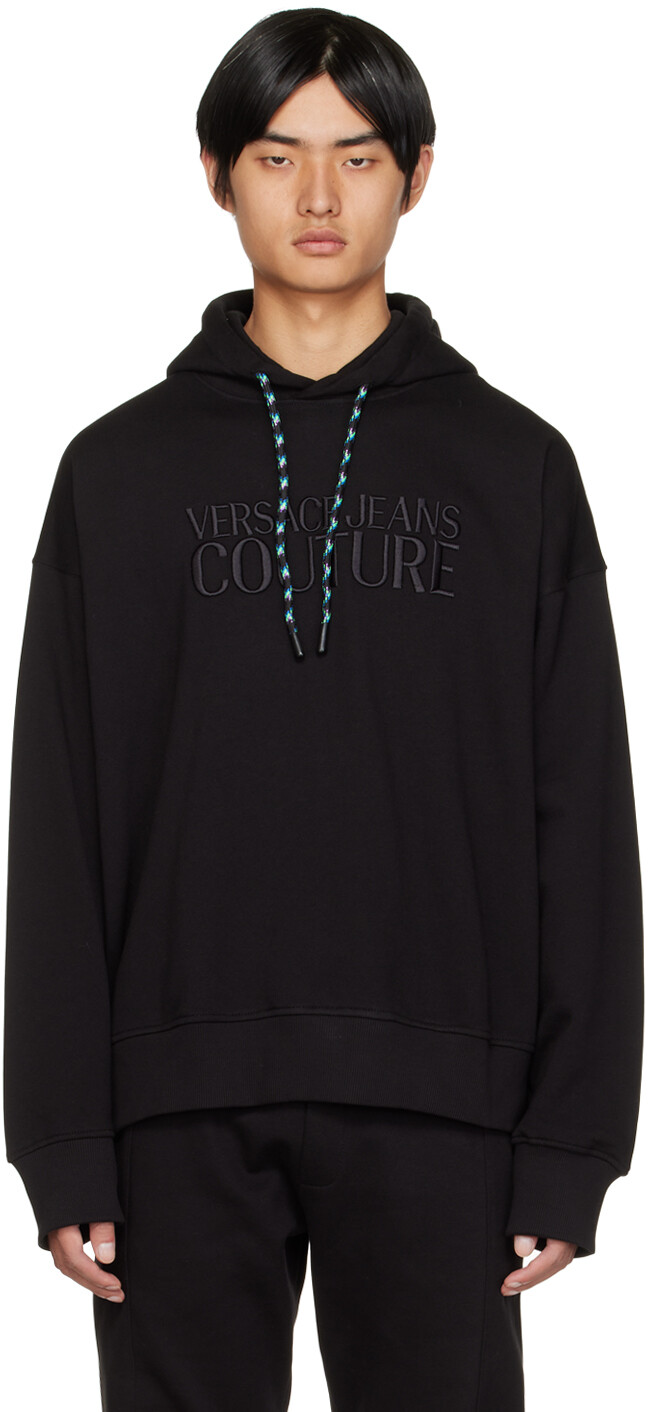

Черная худи с кулиской Versace Jeans Couture, Черный