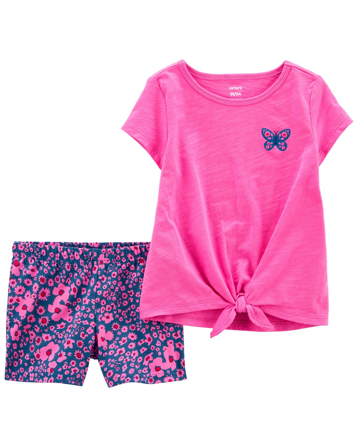 

Комплект из двух частей: футболка и шорты Baby Butterfly Tie-Front Carter's, розовый