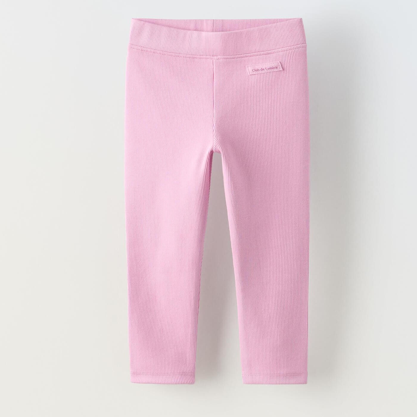 

Леггинсы Zara Ribbed With Label, розовый