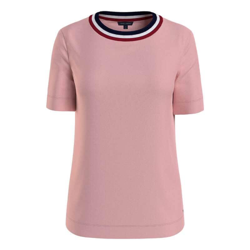 

Футболка Tommy Hilfiger Signature Stripe Collar, розовый