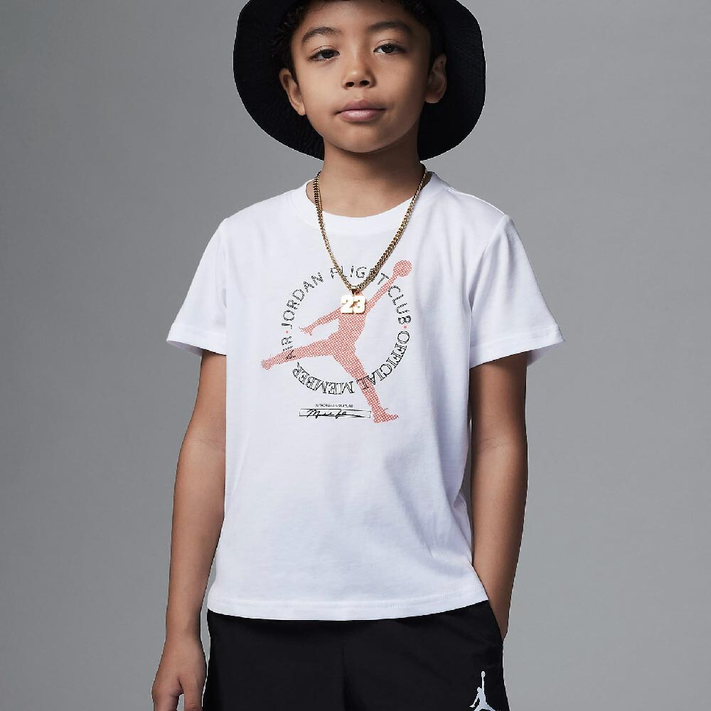 

Футболка Nike Air Jordan Official Member Tee Little Kids, белый/черный/красный