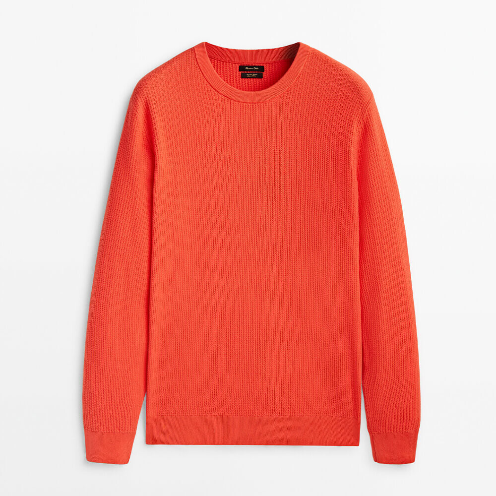 

Свитер Massimo Dutti Textured Knit Crew Neck, неоновый оранжевый