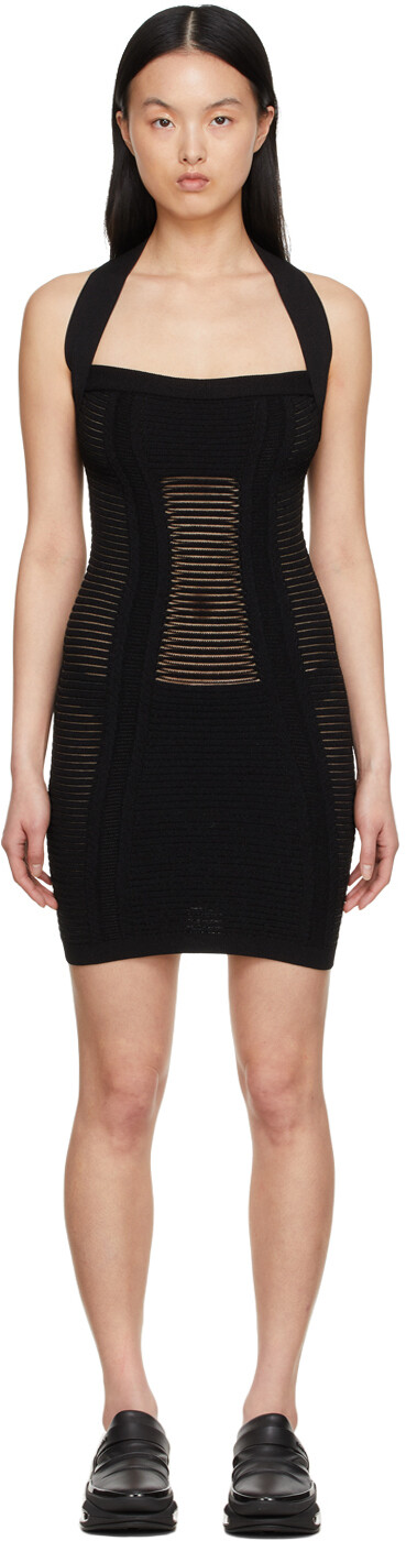 

Черное мини-платье из вискозы Balmain, Черный