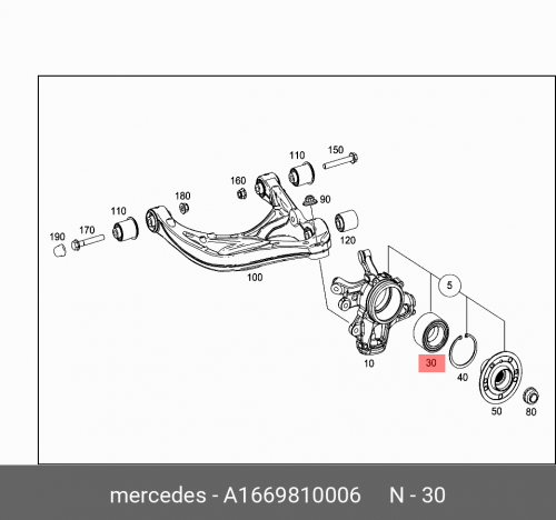 Подшипник ступичный задний/schraegkugell A1669810006 MERCEDES-BENZ подшипник ступичный mb mercedes benz a639 981 04 27