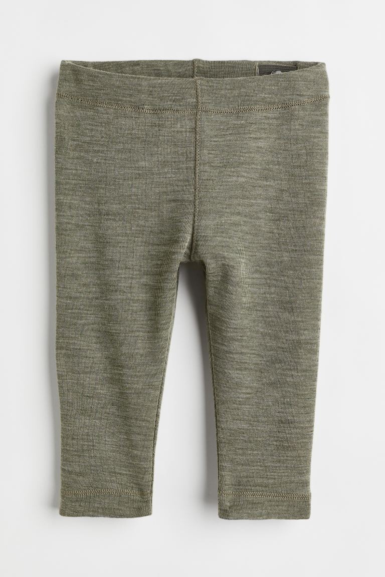 

Шерстяные леггинсы H&M, хаки зеленый меланж