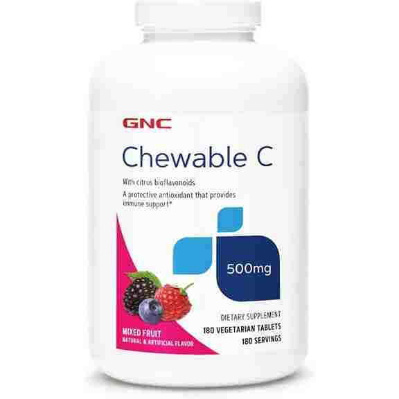 Витамин С GNC Chewable C 500 мг, 180 таблеток Vegetarian Tablets цена и фото