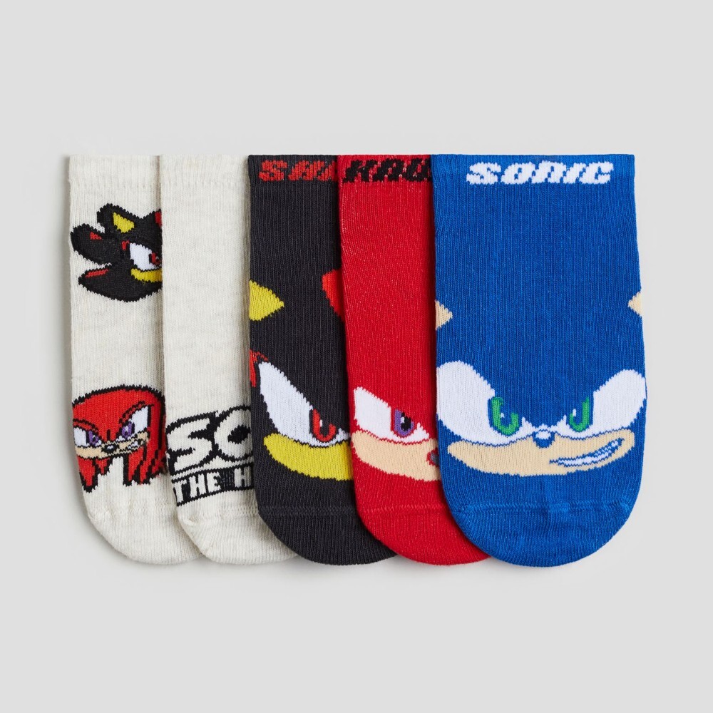 Комплект носков H&M Kids Ankle Sonic the Hedgehog, 5 предметов, мультиколор