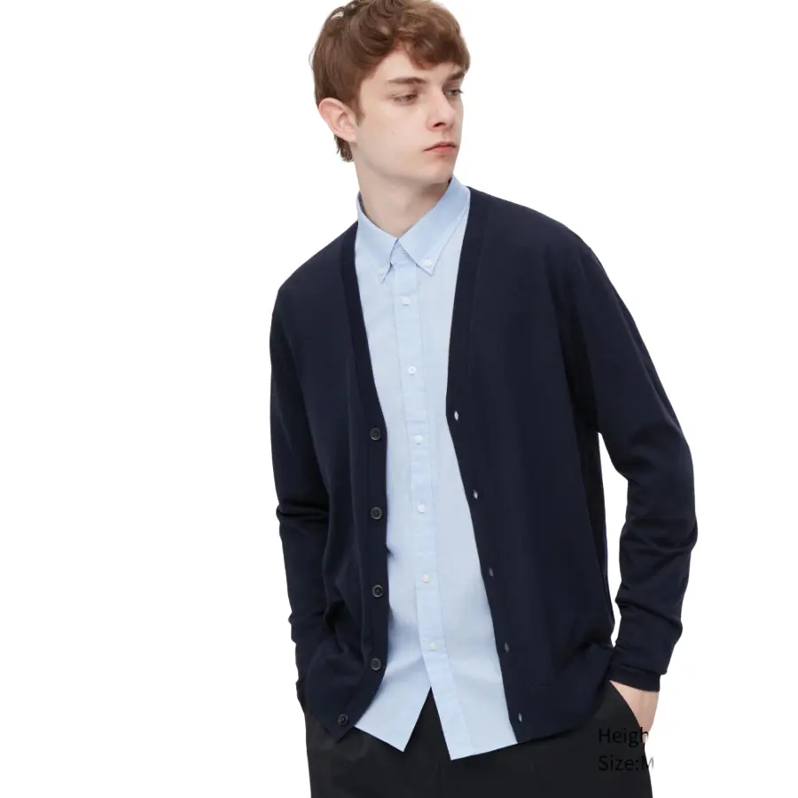 

Кардиган Uniqlo Extra Fine Merino, темно-синий