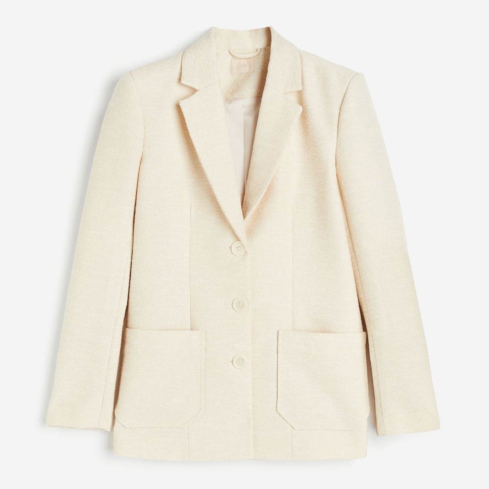 Пиджак H&M Structured, кремовый пиджак gulliver карманы однобортный размер 122 черный