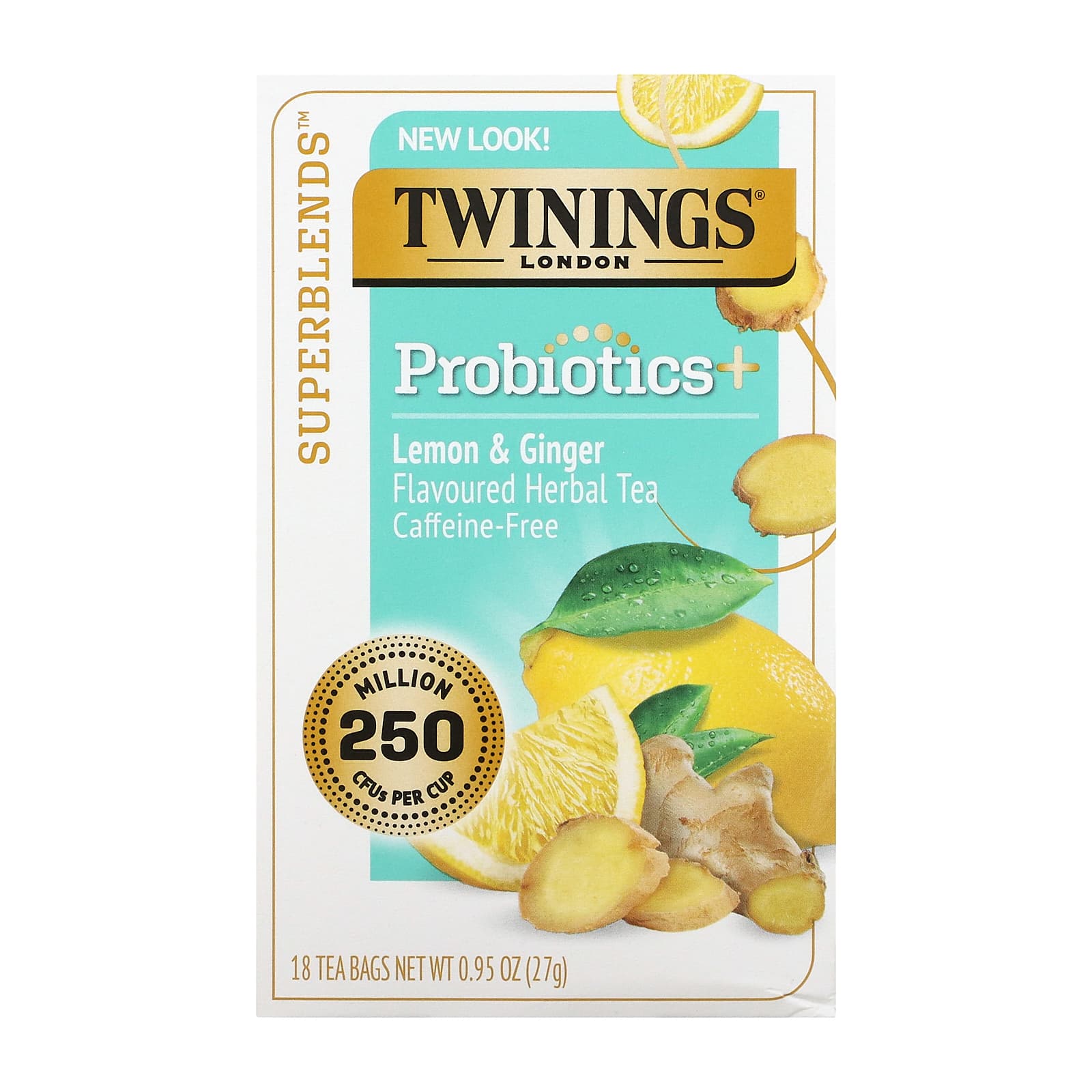 Травяной Чай Twinings со вкусом пробиотиков, лимон и имбирь, 27 г куркума и имбирь emergen c цитрусово имбирный 18 пакетов