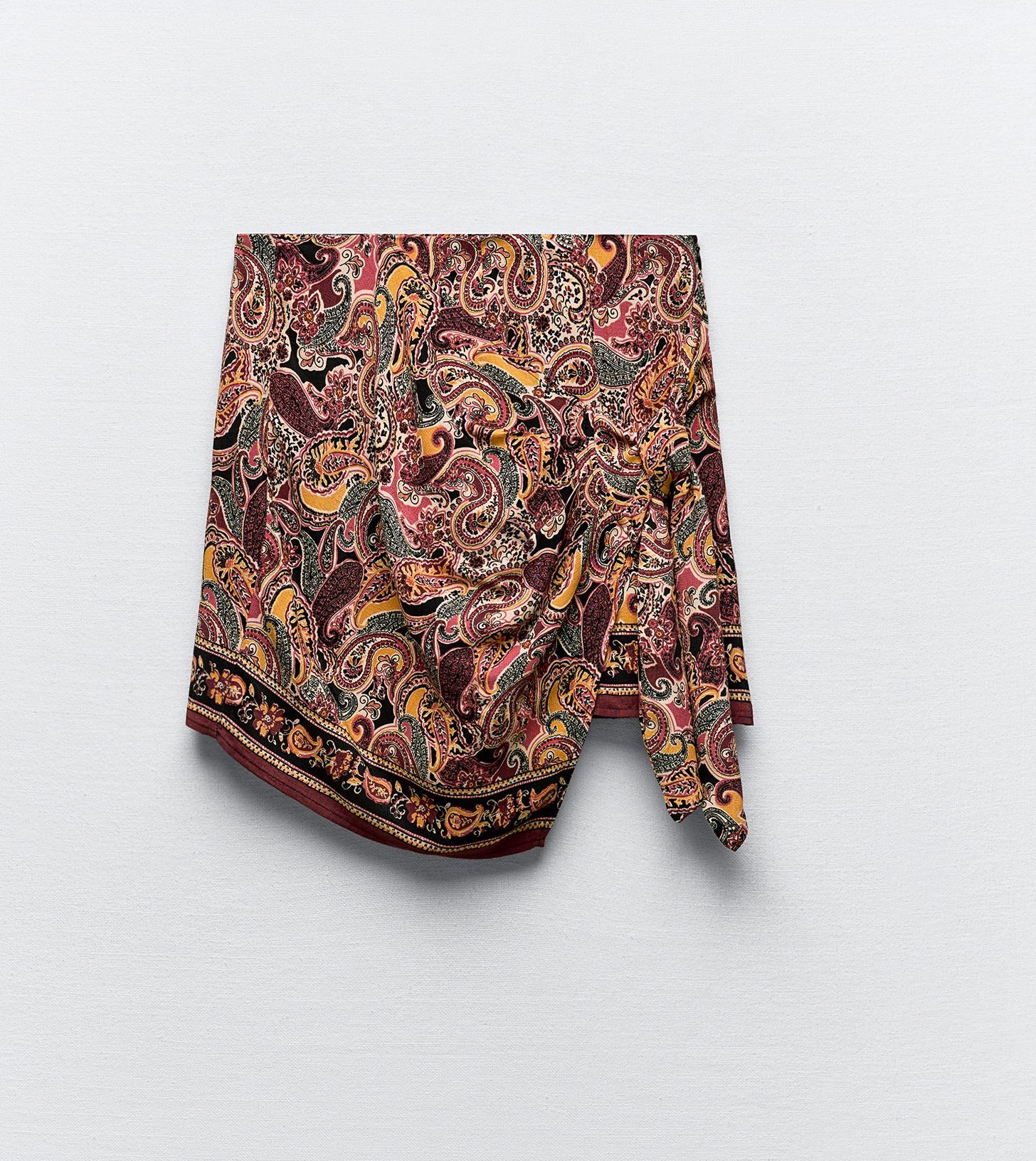 Юбка-шорты Zara Printed With Knot, мультиколор юбка шорты zara houndstooth мультиколор
