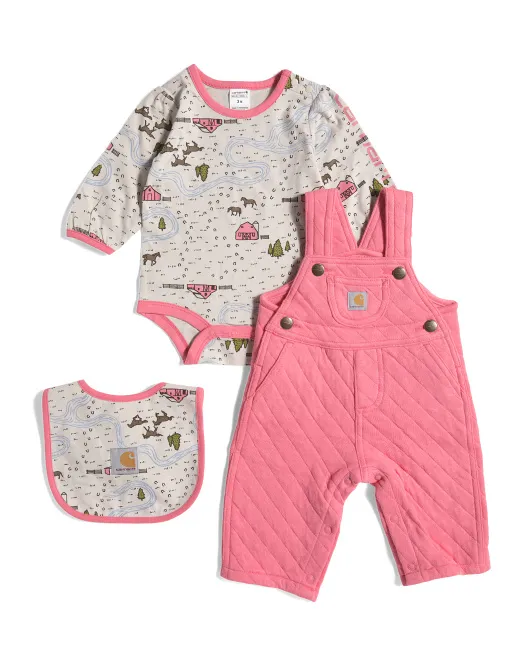 

Комплект стеганых комбинезонов из 3 предметов для маленьких девочек Carhartt, розовый