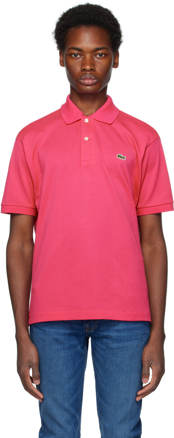 

Розовая оригинальная футболка-поло Lacoste, Розовый