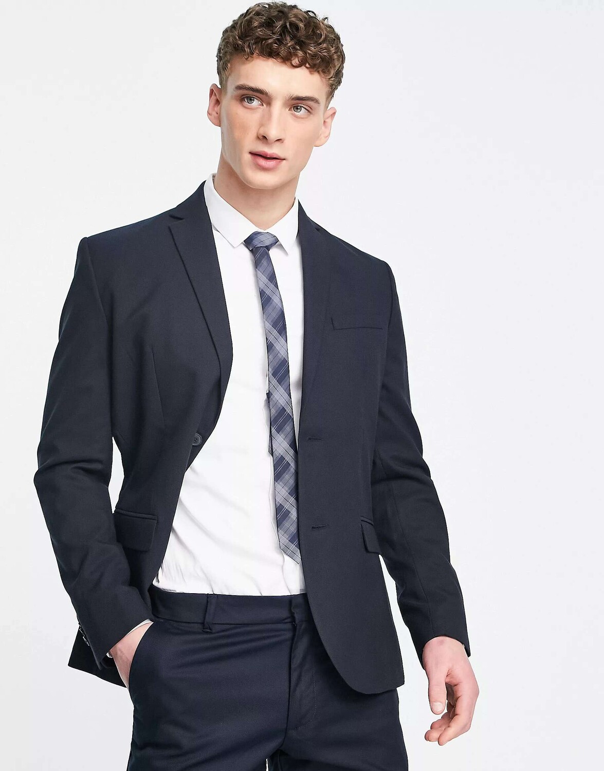 

Темно-синий узкий пиджак New Look