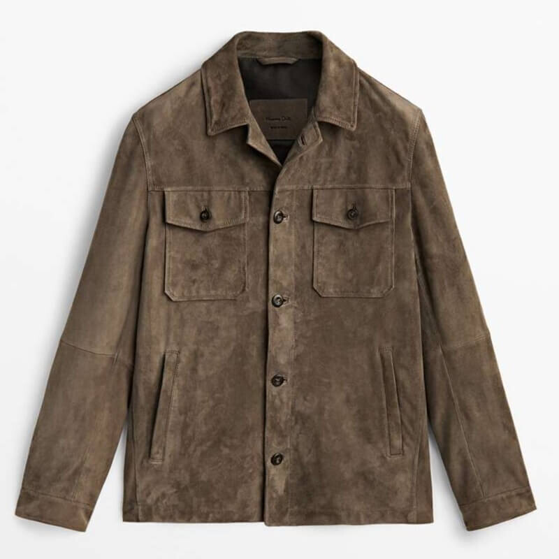 

Куртка-рубашка Massimo Dutti Suede With Buttons, серый