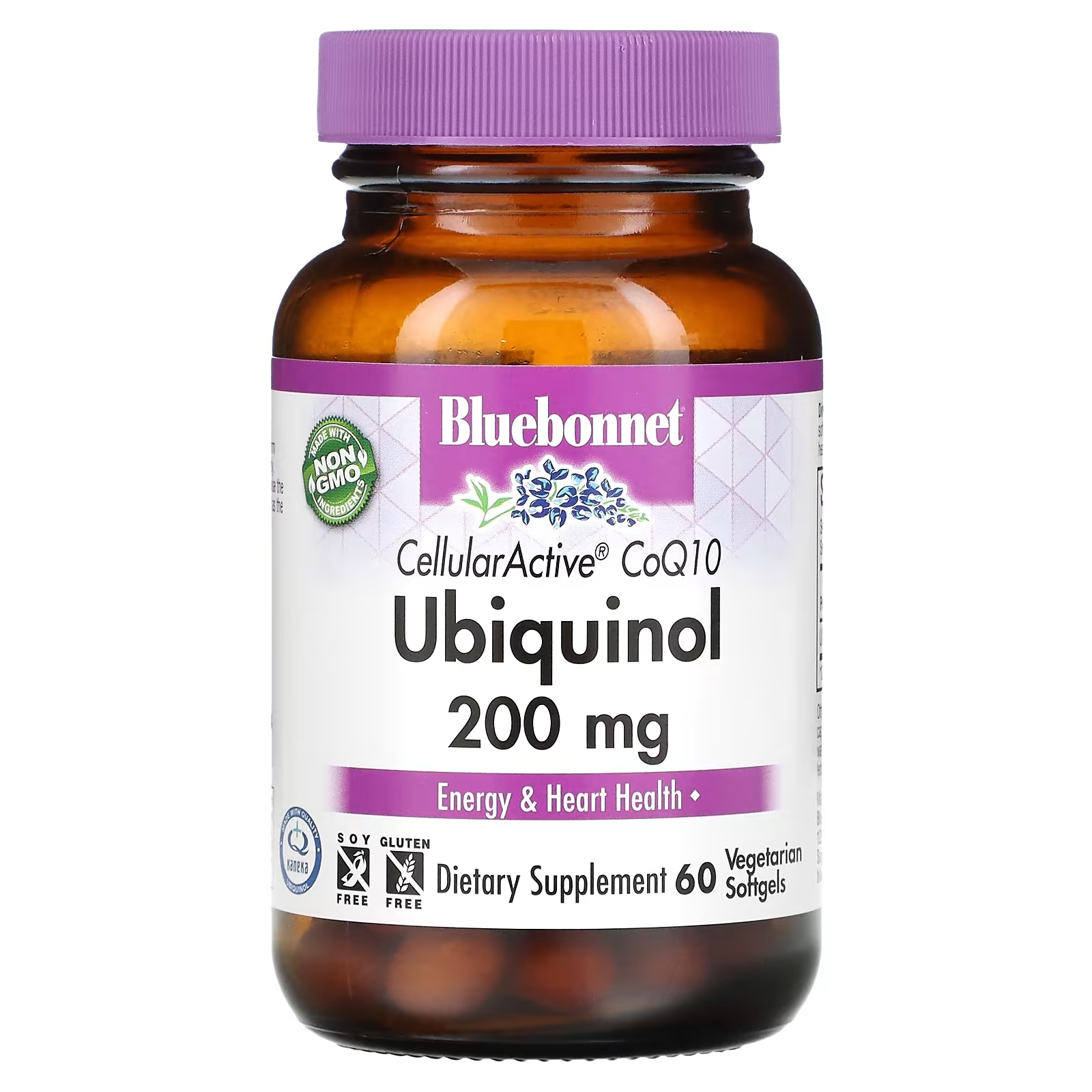 Bluebonnet Nutrition Убихинол CellullarActive CoQ10 200 мг, 60 растительных капсул coq10 убихинол cellularactive 50 мг 60 капсул bluebonnet nutrition